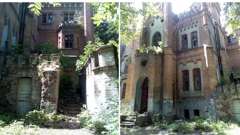 Колаж Суспільне Черкаси, у такому стані був палац у Леськовому у червні 2017 року